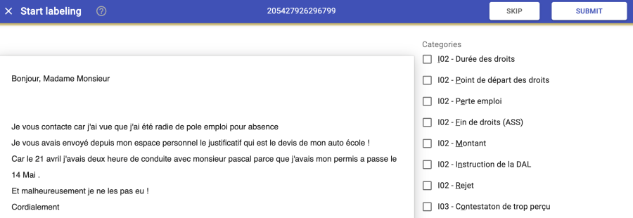 email multiclass classification